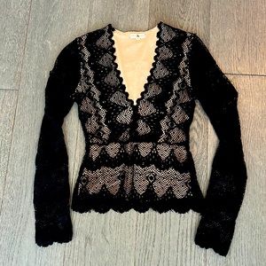 Nightcap clothing crochet black and nude top sz small